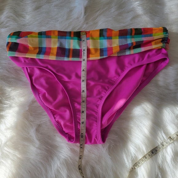 Into The Bleu by Amerex Hot Pink Madras Plaid Bikini Bottom 10 NWT - Picture 4 of 10